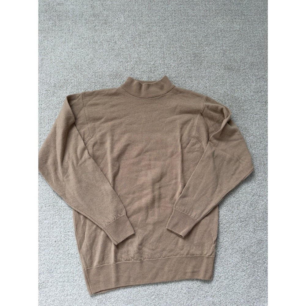 Pitlochry Classic Mock Neck Sweater Size M Tan Brown Pure New Lambswool